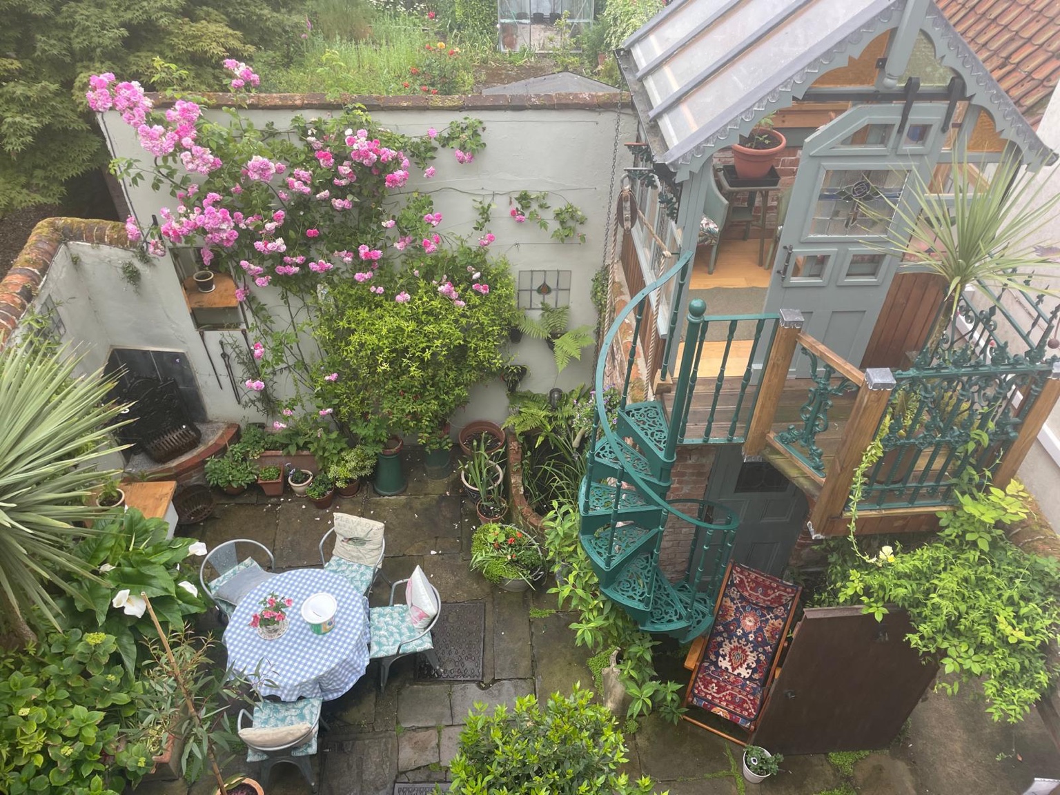 View across the shared walled courtyard garden